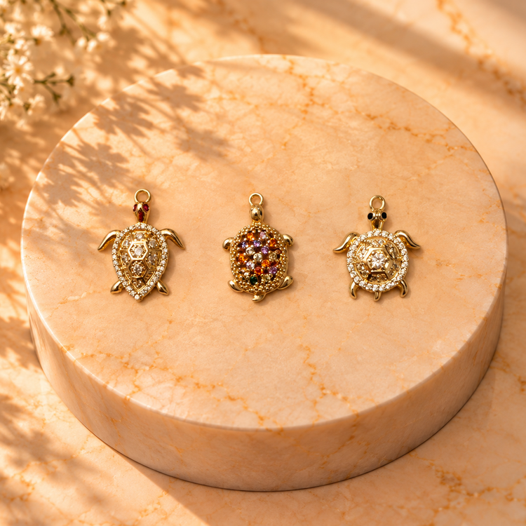 Pave Sea Turtle Charm Collection
